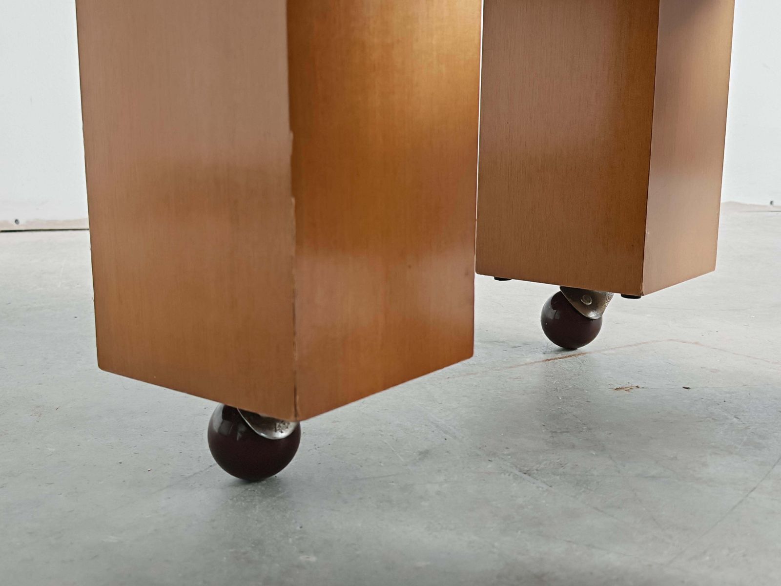 photo furniture Mid Century Modern Coffee Table In Elm Wood With Grid Motif By Marco Zanuso