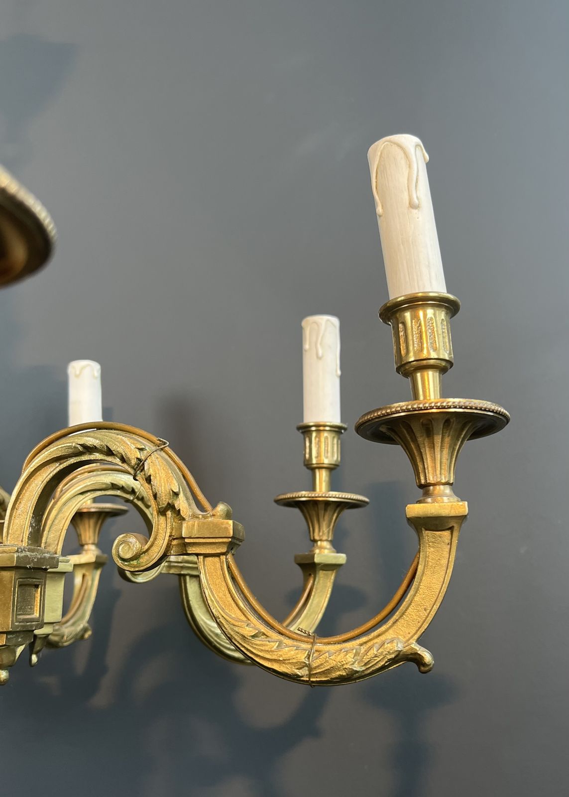 photo for sale Important Louis XVI Style Chiseled Bronze Chandelier With 8 Light Arms By Lucien Gau