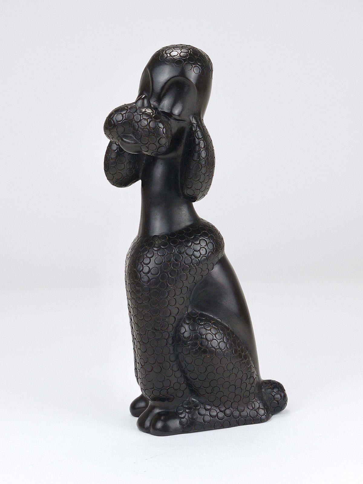 535.0 Charming Dog Poodle Sculpture Figurine By Leopold Anzengruber, Austria, 1950s photo