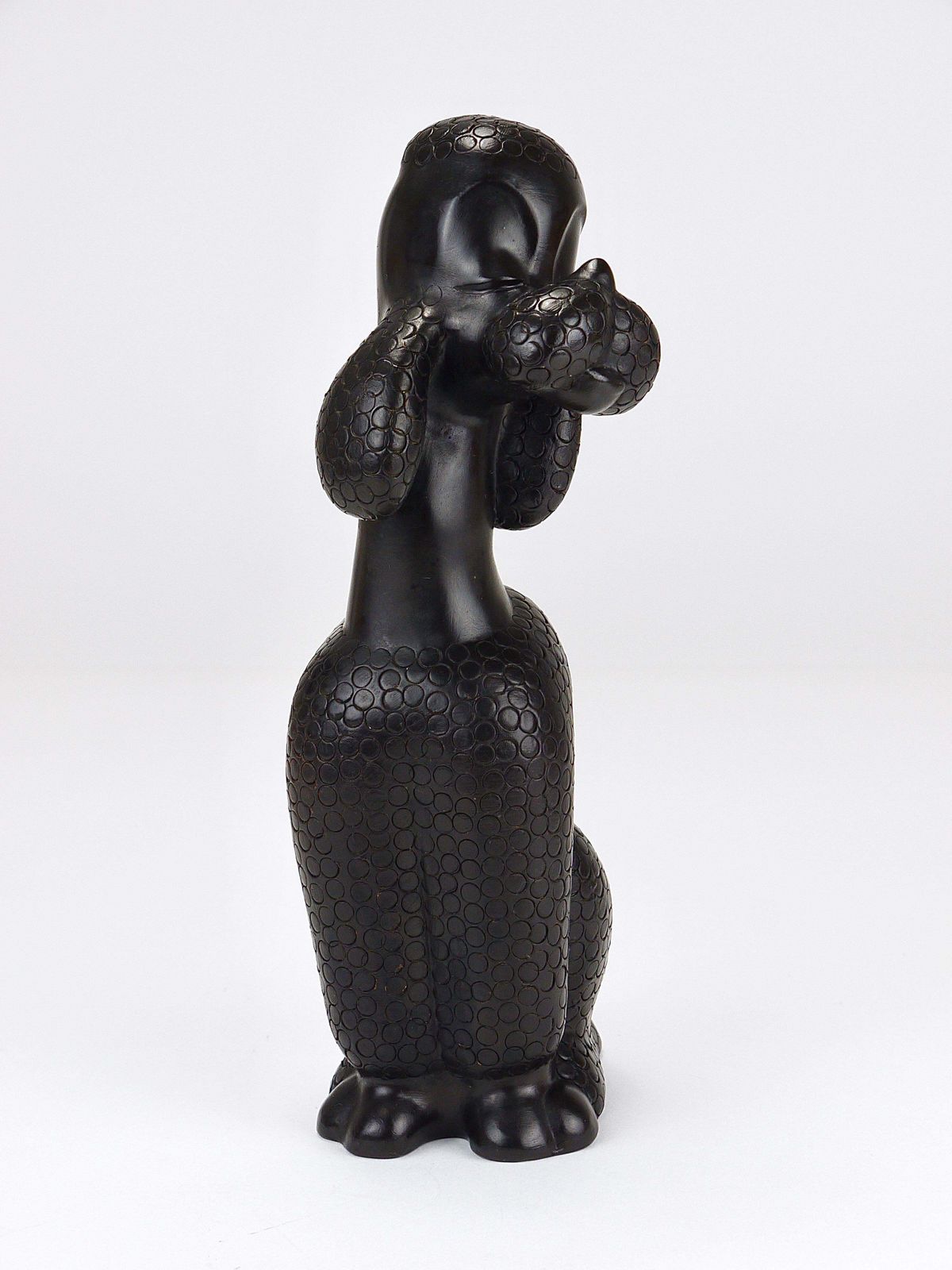 photo vintage Charming Dog Poodle Sculpture Figurine By Leopold Anzengruber, Austria, 1950s