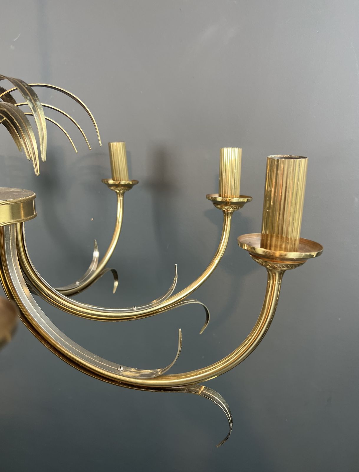 Pineapple Chandelier In Brushed Metal And Gold Metal In The Style Of Maison Charles photo buy
