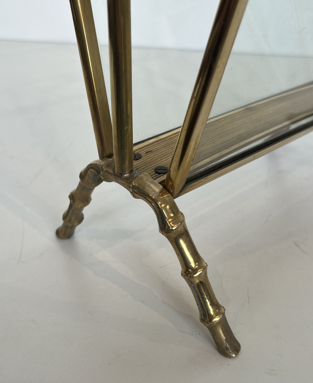 photo for sale Faux Bamboo Magazine Rack In Bronze And Brass From Maison Baguès