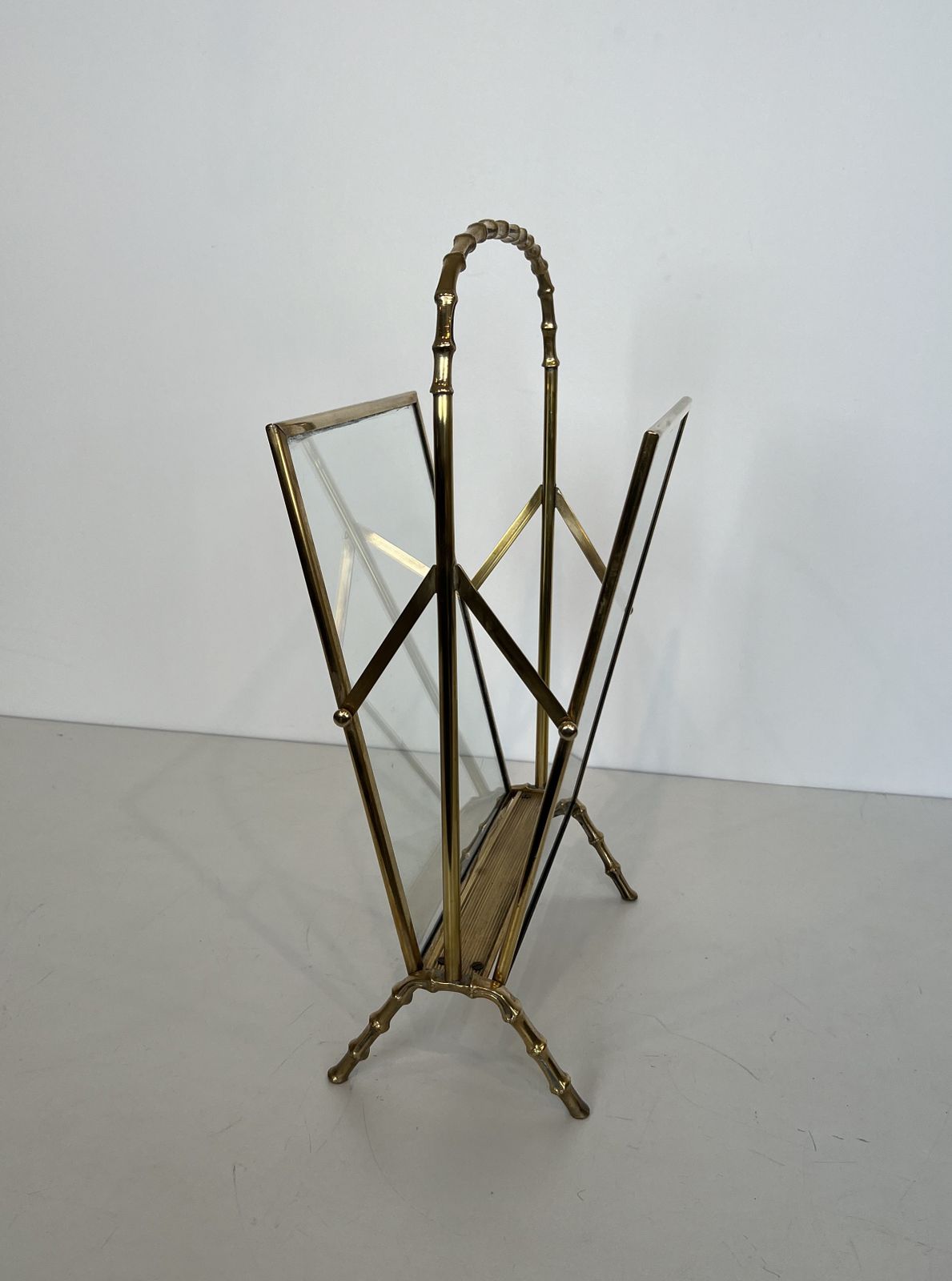 photo vinterior Faux Bamboo Magazine Rack In Bronze And Brass From Maison Baguès