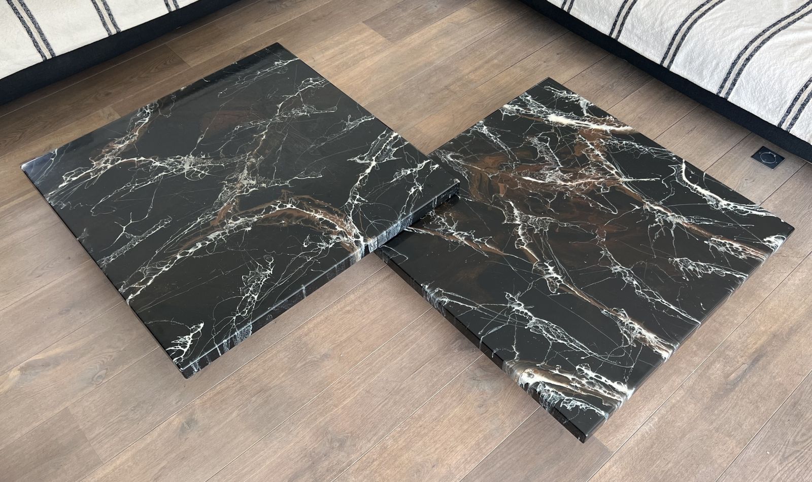 Coffee Table Composed Of Two Designer Faux Marble Tables Resting On Chrome Legs By Willy Rizzo photo Furniture
