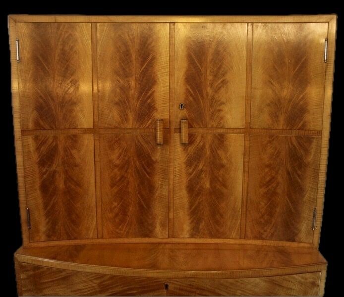Art Deco Blonde Tallboy Chest Of Drawers photo vinterior