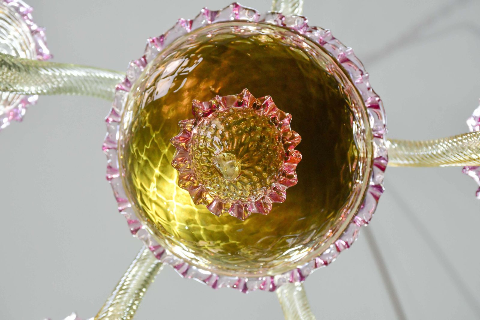 Pretty Venetian Chandelier, Pink And Gold Glass, 1950s photo vintage