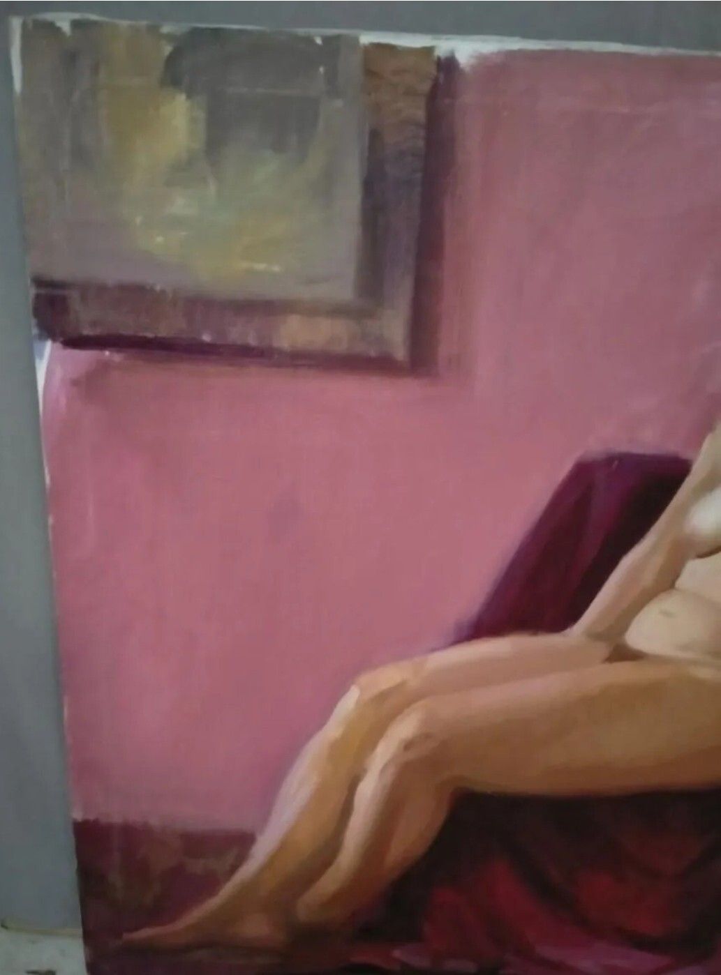 Tableau Ancien Huile Portrait Femme Nu Féminin Impressionniste XXème photo for sale