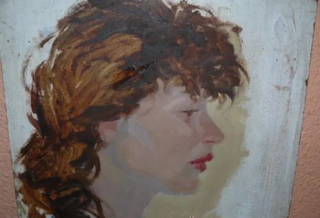 Tableau Ancien Huile Portrait Femme Impressionniste XXème photo furniture