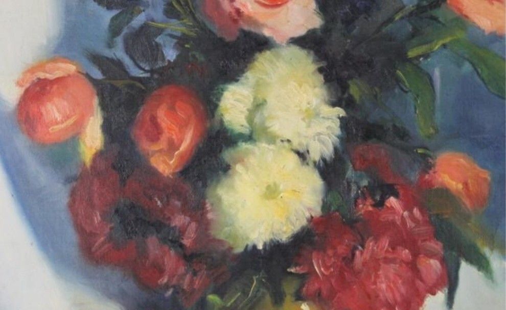 Antique Impressionist Still Life — “Bouquet Of Flowers,” Early 1900s Oil On Canvas photo for sale