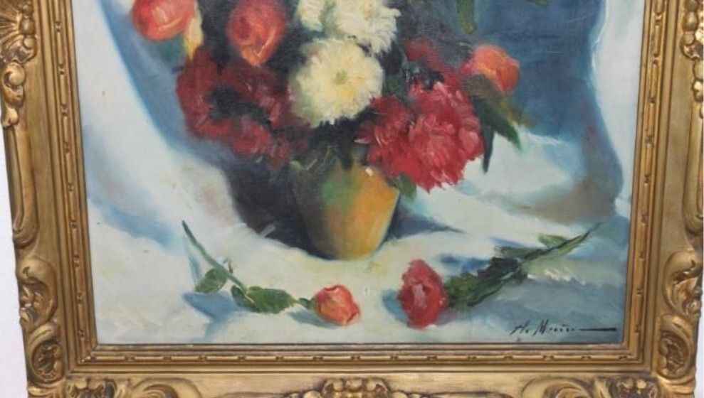 Antique Impressionist Still Life — “Bouquet Of Flowers,” Early 1900s Oil On Canvas photo 850.0
