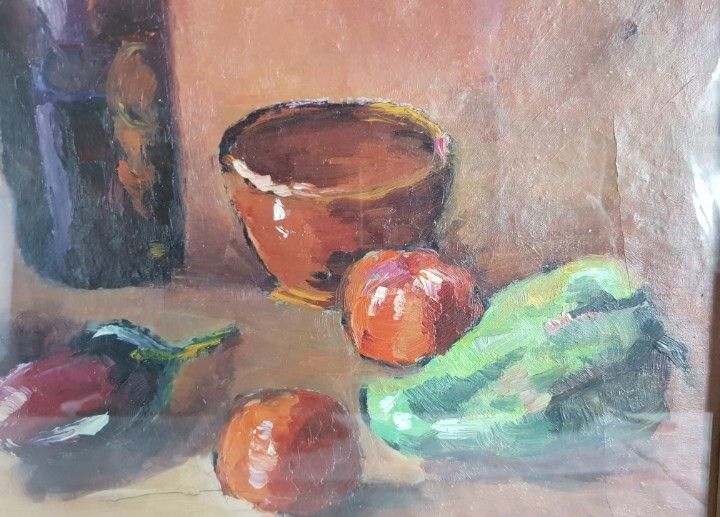 “Still Life With Vegetables,” Impressionist Oil On Canvas, Antique, Circa 1900–1930. photo 3900.0