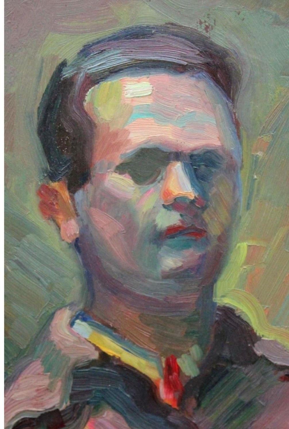Original 20th Century Impressionist Oil Painting – Male Portrait photo for sale