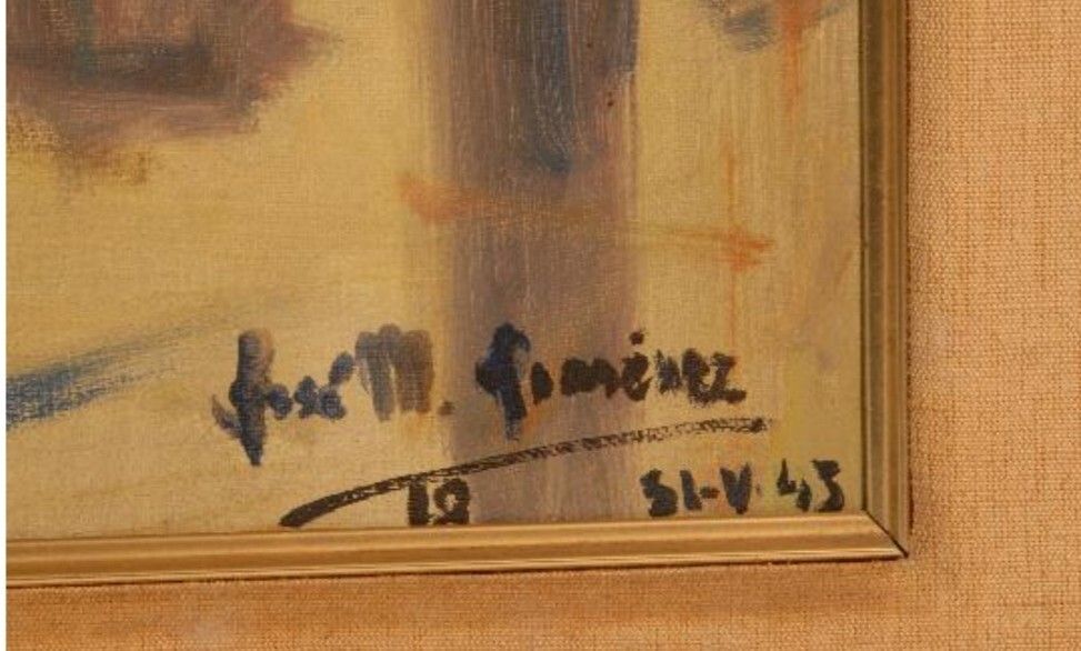 Antique Impressionist Oil Painting 20th Century. Interior Scene. Atelier. photo for sale