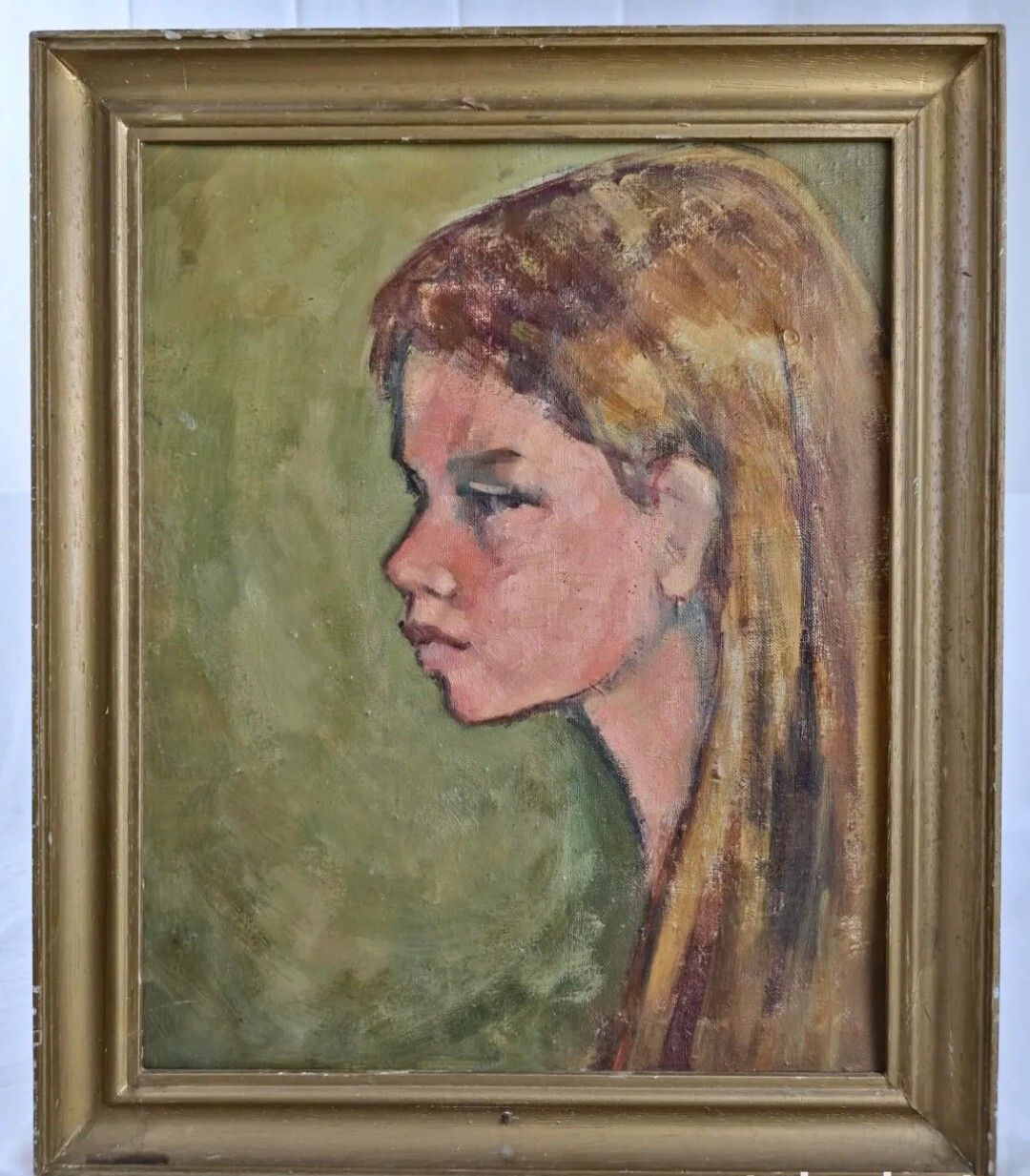 photo furniture Antique Oil Painting Portrait Woman Impressionist 20th Century