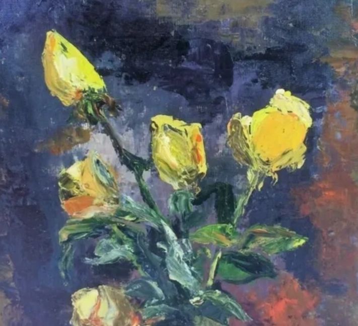 Antique Oil Painting Still Life Bouquet Of Flowers Impressionist 20th Century photo vinterior
