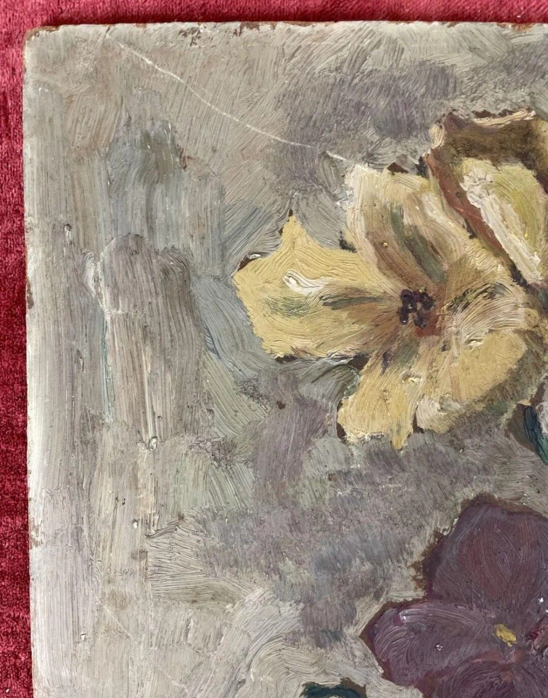Antique Oil Painting Still Life Bouquet Of Flowers Impressionist 20th Century photo Art