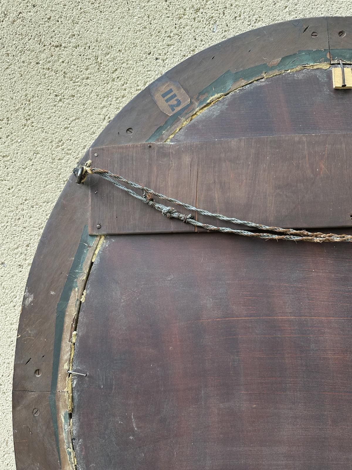 395.0 Antique French Large Carved Oval Wooden Mirror photo
