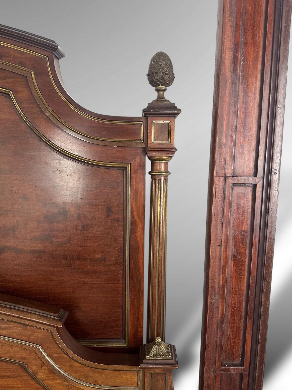 1295.0 Original French Carved Exotic Wood Xl Double Size Bed Frame photo