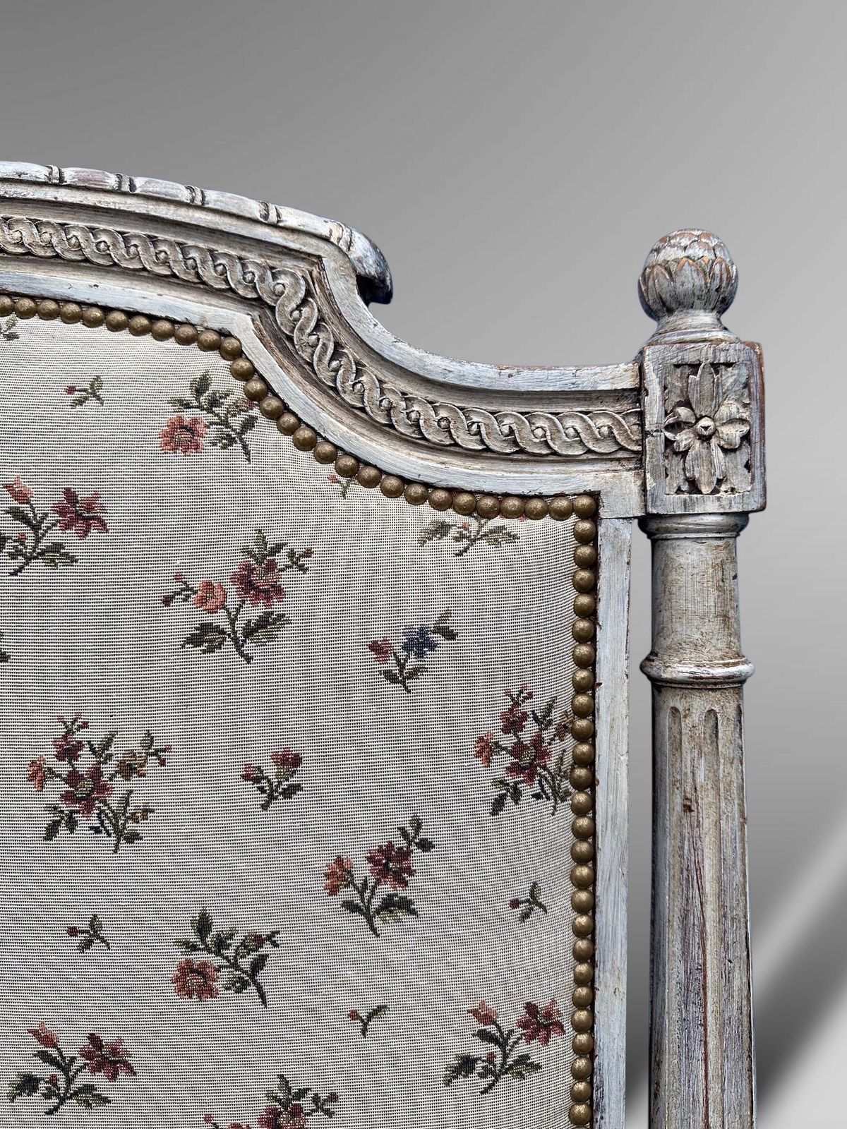 photo for sale Vintage French Upholstered Double Bed Frame