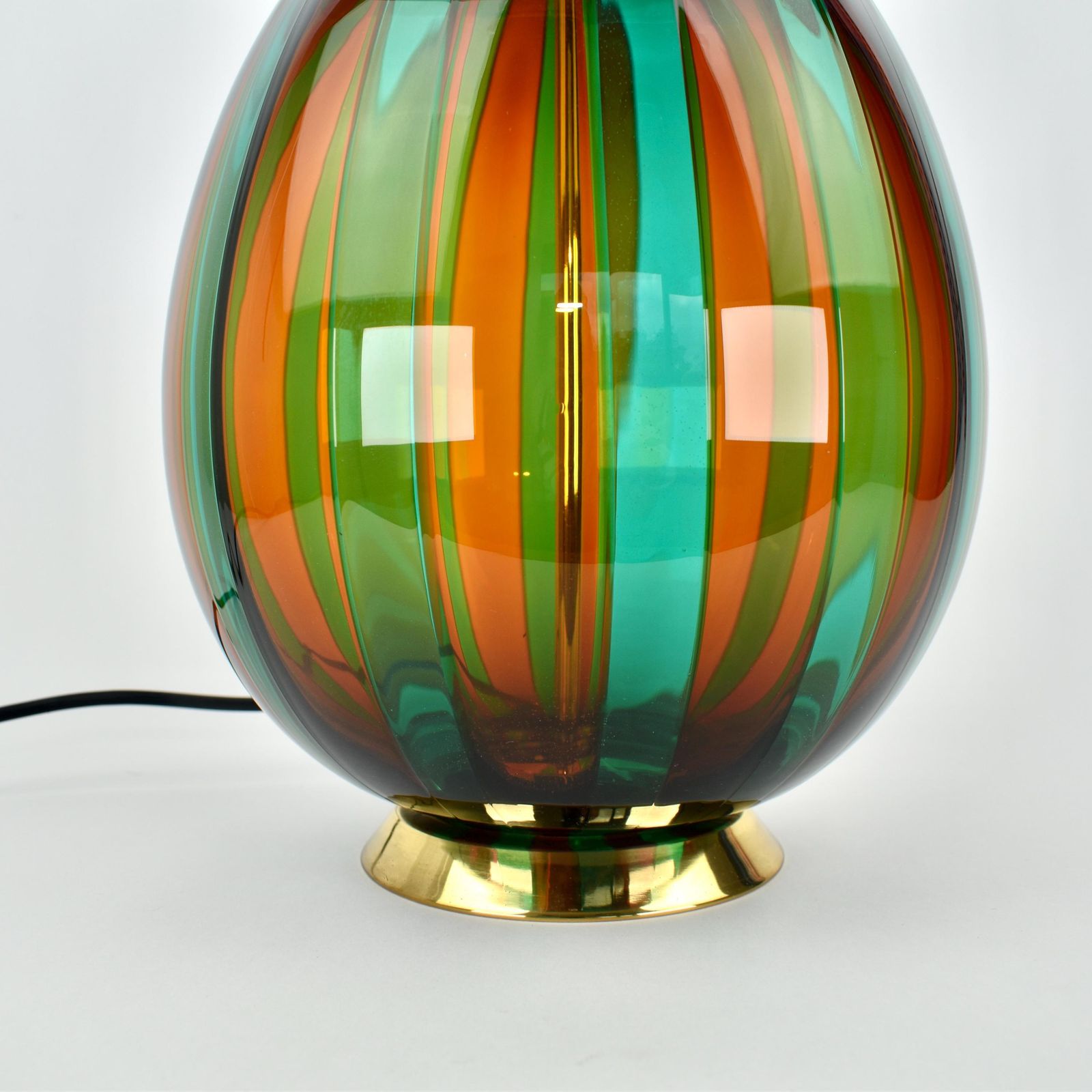 Vintage Murano Glass Veart Table Lamp | Mid Century Green Red Gold Accent Light Buffet | Brass Vintage Venini Italian Gold Hollywood Regency photo Lighting