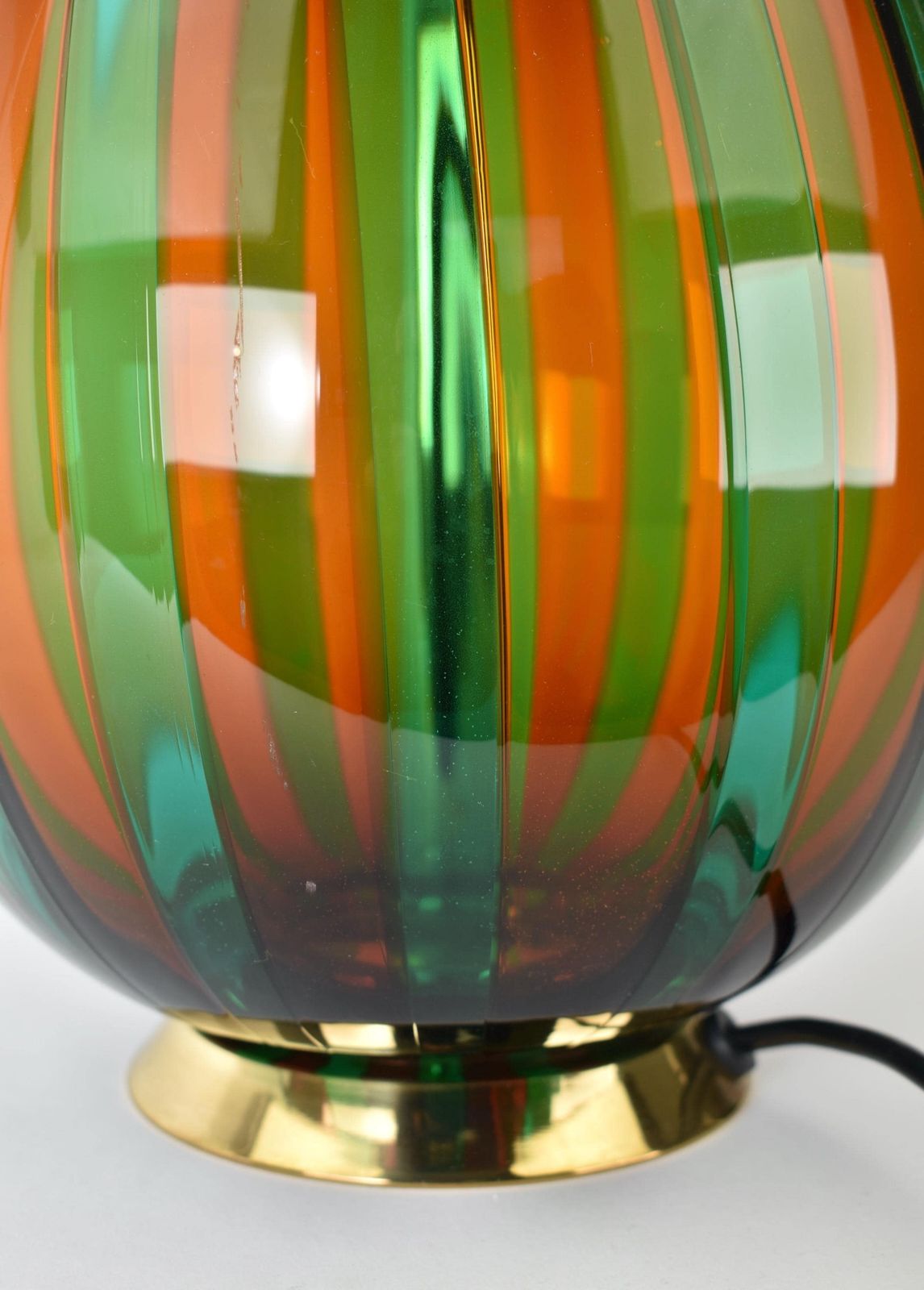 photo furniture Vintage Murano Glass Veart Table Lamp | Mid Century Green Red Gold Accent Light Buffet | Brass Vintage Venini Italian Gold Hollywood Regency