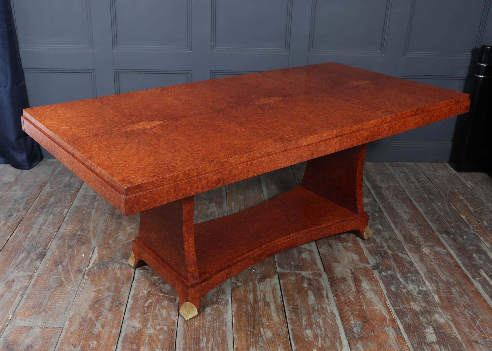 French Art Deco Dining Table In Amboyna, Circa 1925 photo vintage