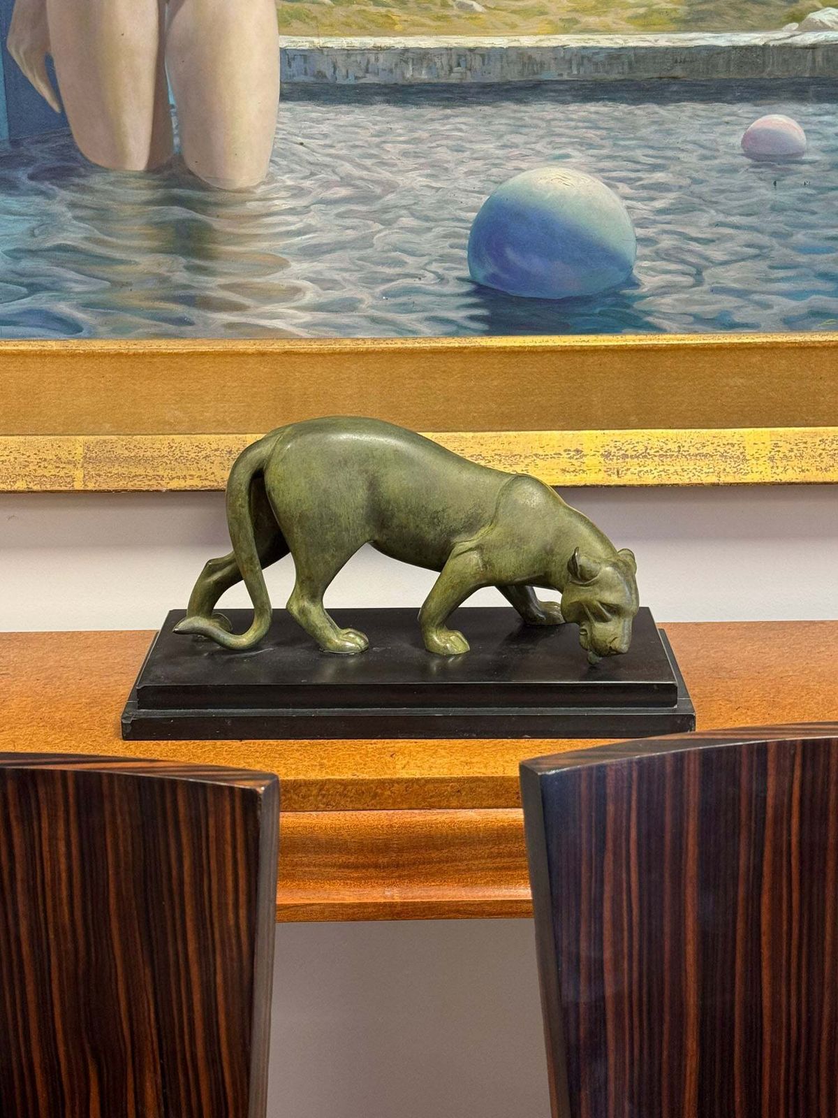 photo vintage French Art Deco Bronze Panther By Irénée Rochard, C.1920s