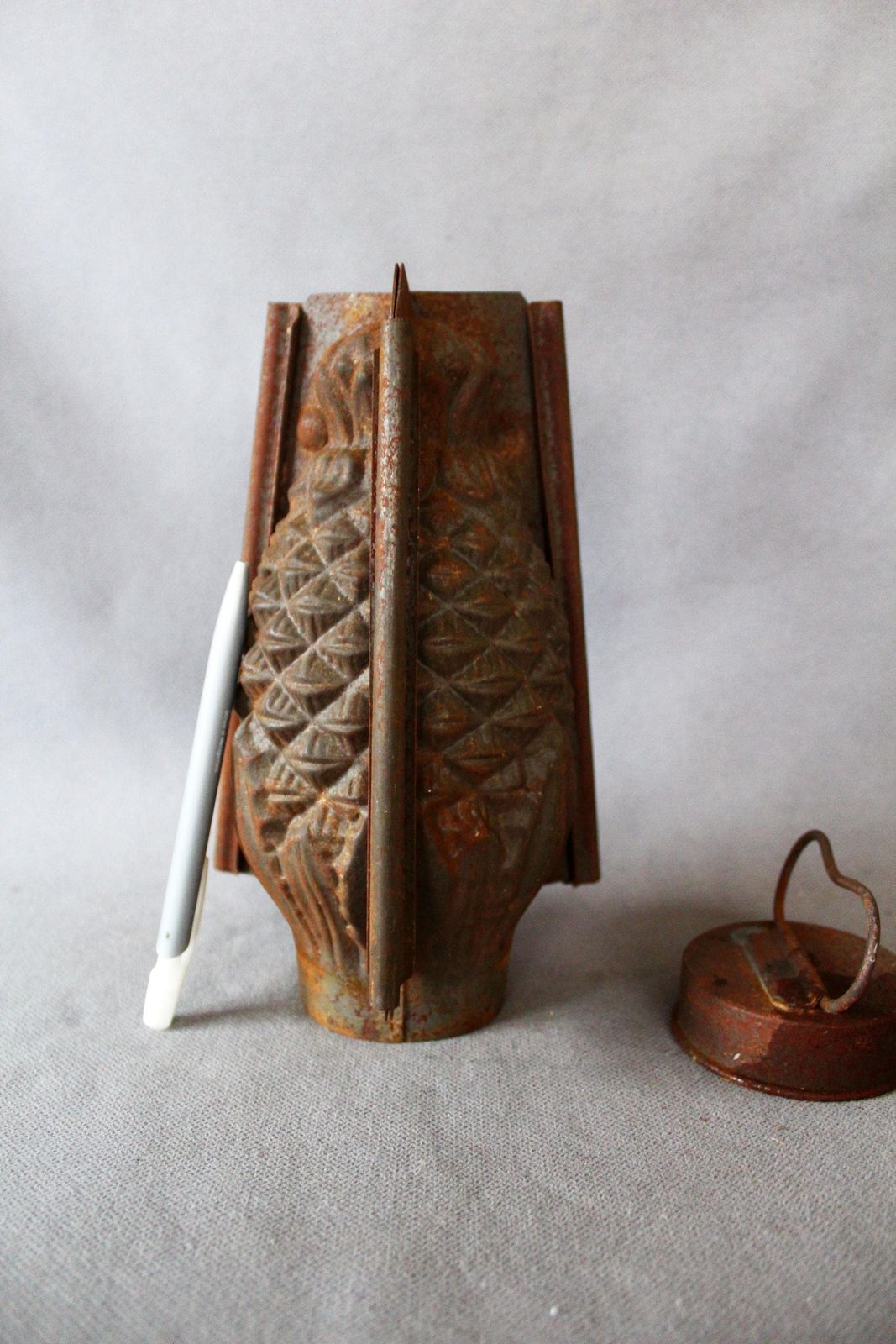 Large Antique 19th Century Tin Metal Ice Cream Mould, Pineapple Mold, Fruit, Baking Accessories, Kitchenalia Country Farmhouse Decor photo Home Decor