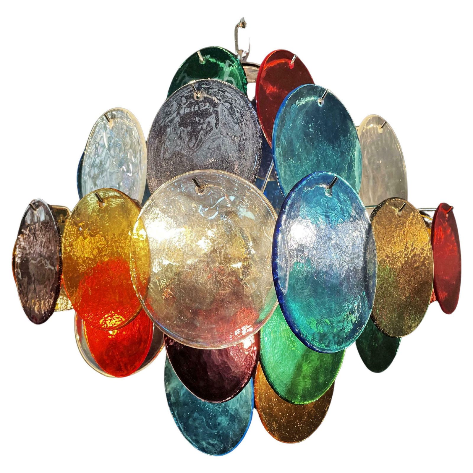 Charming Mid Century Arlecchino Italian Disc Chandelier Murano 1990s photo for sale