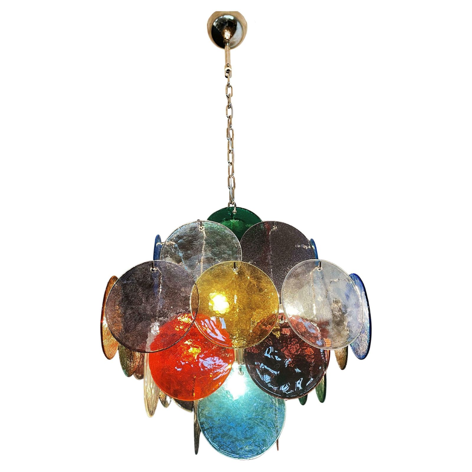 Charming Mid Century Arlecchino Italian Disc Chandelier Murano 1990s photo 1293.0