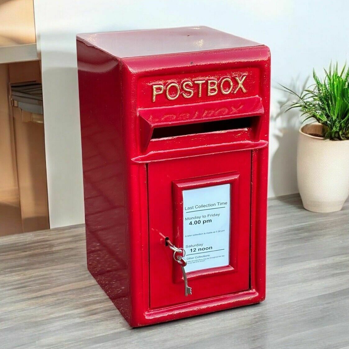 Red Post Box. With 2 Keys. Cast Iron & Steel. We Ship Worldwide.