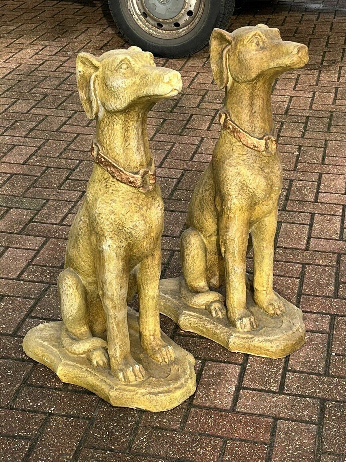 Life Size Pair Of Garden Dog Statues photo vinterior