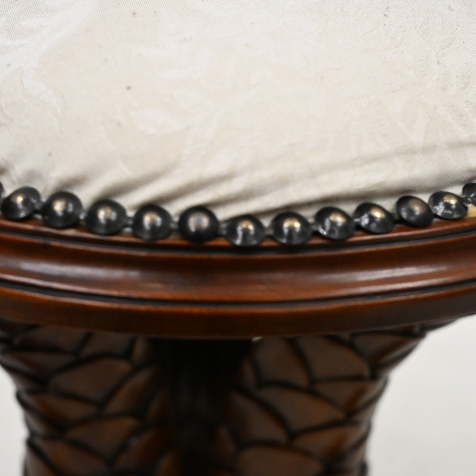 Furniture Chinese Dressing Stool Fish Carvings Studded Upholstered Seat Free Uk Delivery photo
