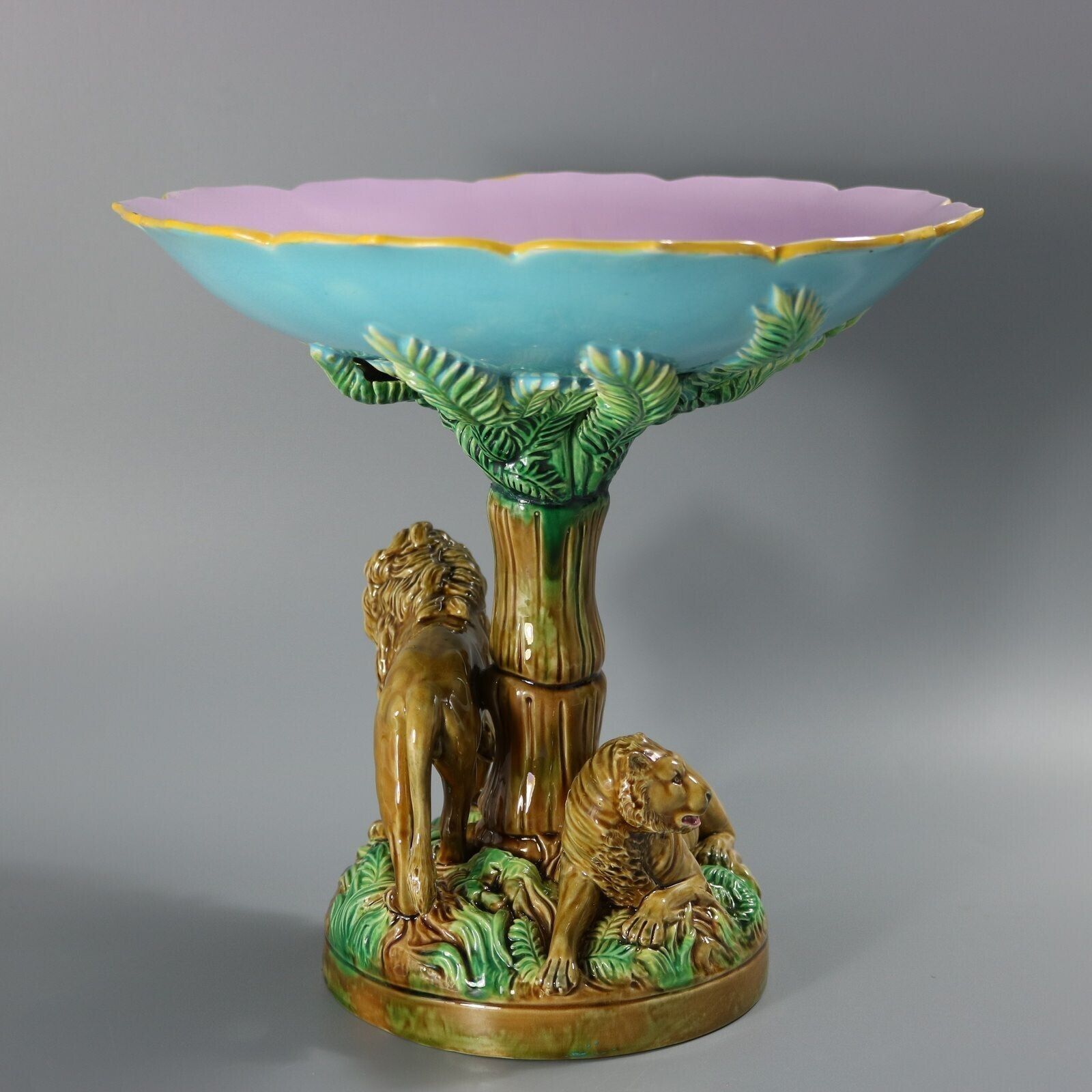 George Jones Majolica Africa Lions Compote photo 8635.0