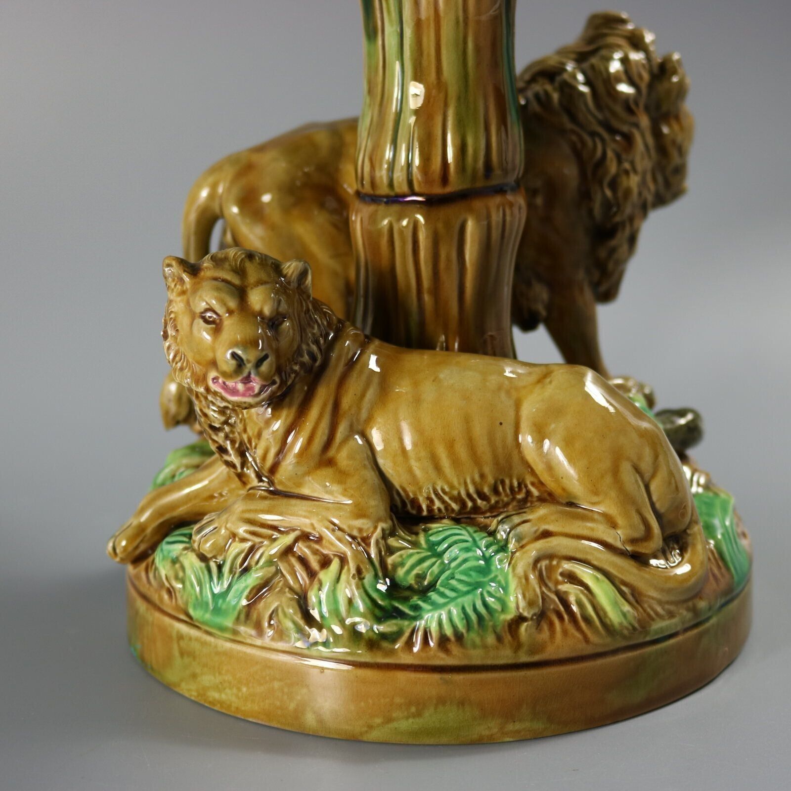 photo for sale George Jones Majolica Africa Lions Compote