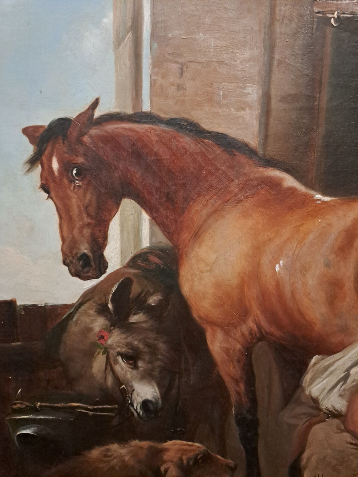 Oil Painting Of A Horse Being Shoed photo furniture