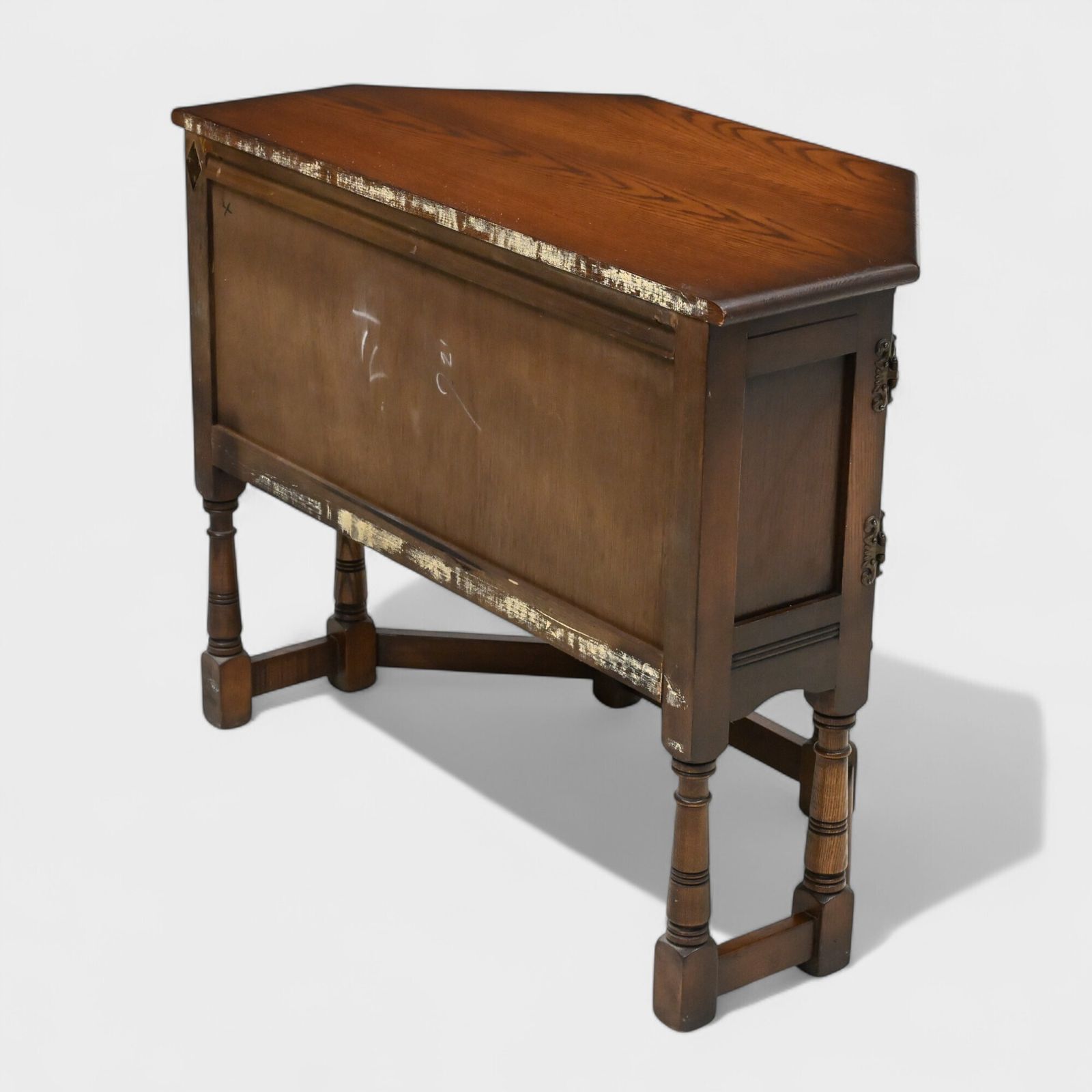 photo vintage Old Charm Canted Table Finished In Tudor Brown Free Uk Delivery*