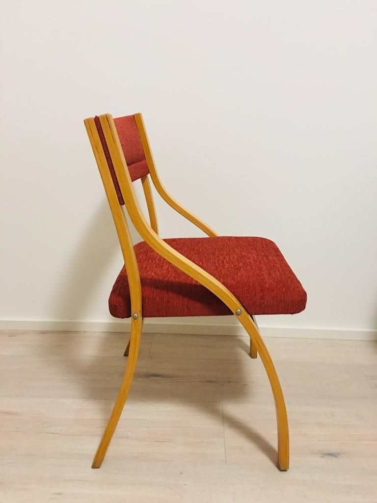 photo furniture Red Dining Chairs By Ludvig Volak For Drevopodnik Holesov, 1950s, Set Of 4