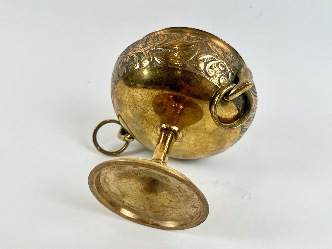 Antique Danish Brass Footed Pedestal Bowl From Malm, 1950s photo for sale