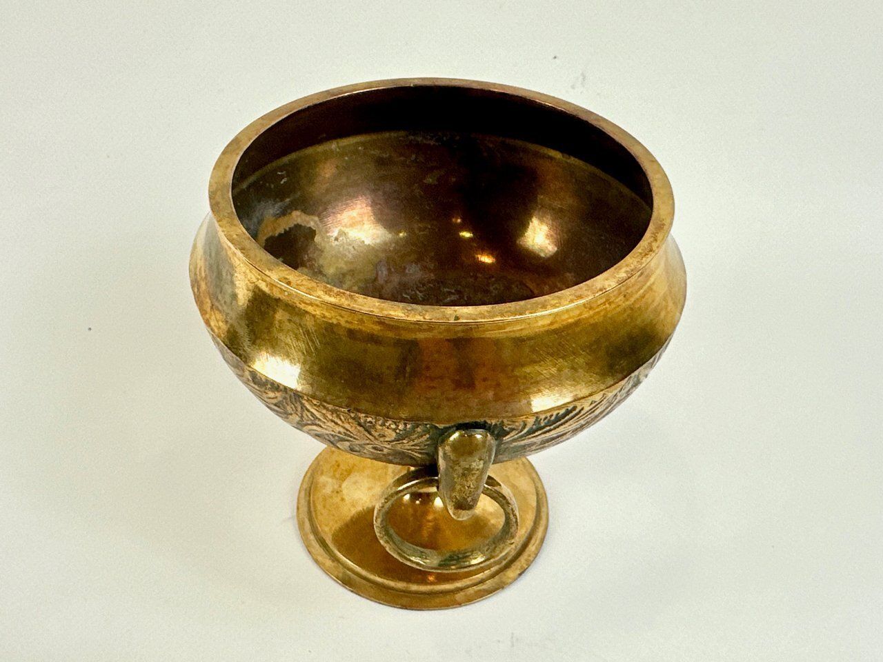 Antique Danish Brass Footed Pedestal Bowl From Malm, 1950s photo 169.0
