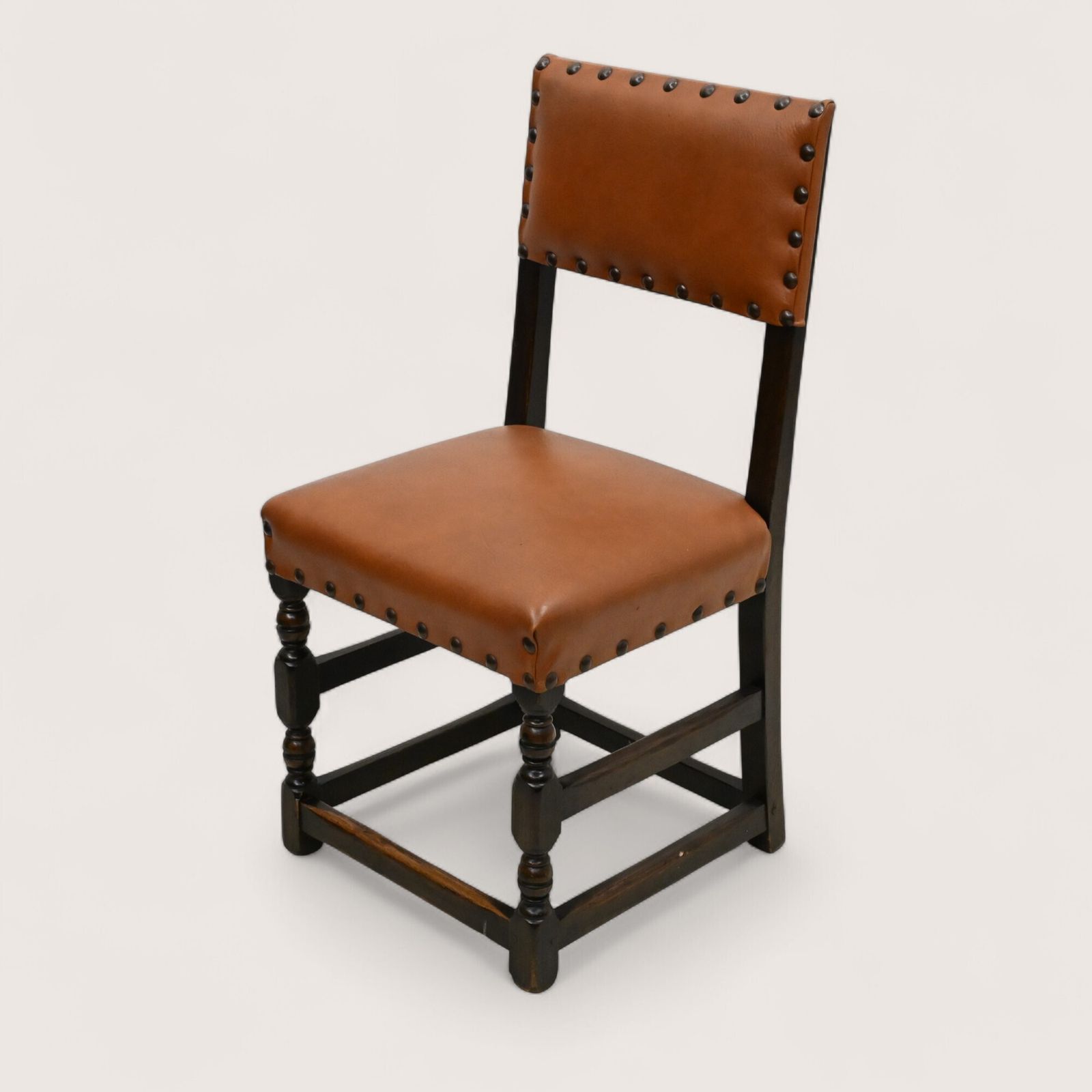 5 Skull/Ercol Dining Chairs Studded Burnt Orange Faux Leather Free Uk Delivery* photo Furniture