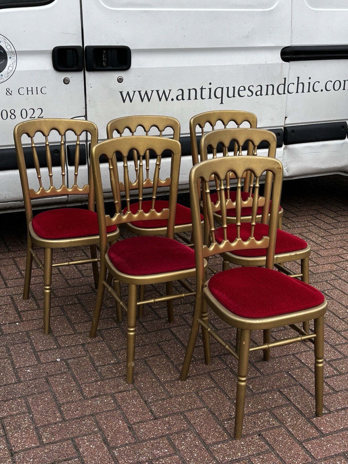 6 Cafe / Events Louis Style Gold Gilt Wooden And Upholstered Dining Chairs photo Furniture