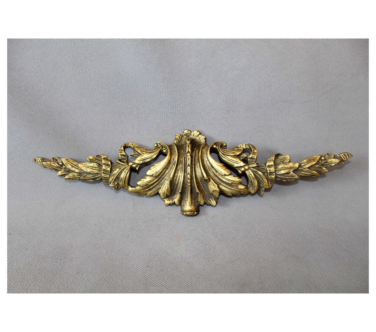 Antique Heavy Ornate Gilt Bronze Pediment, Furniture Ornament, Over Door, Cast Regency Late 19th Century, Embellishments