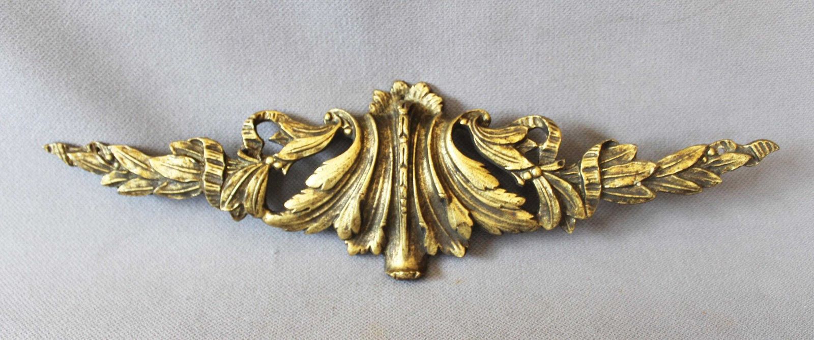 Antique Heavy Ornate Gilt Bronze Pediment, Furniture Ornament, Over Door, Cast Regency Late 19th Century, Embellishments photo 104.0