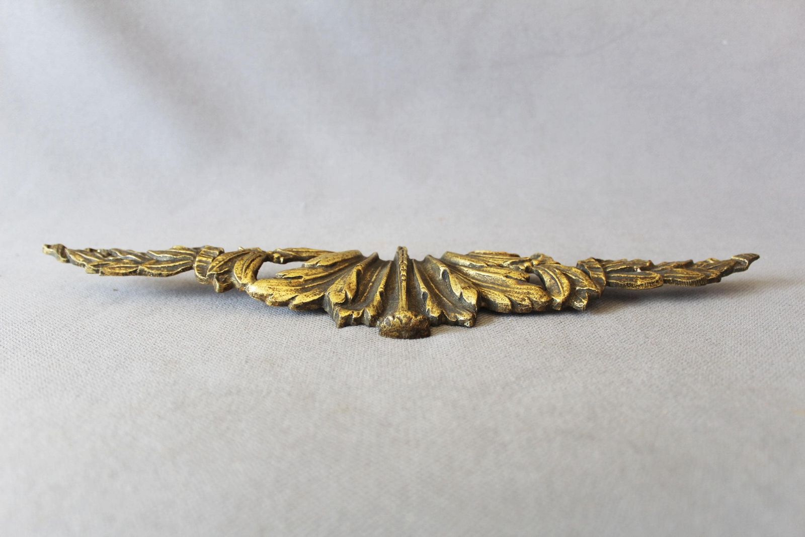 Antiek Zwaar Verguld Bronzen Fronton, Meubelornament, Deuromlijsting, Gegoten, Regency, 19e Eeuw, Decoratieve Elementen photo vintage