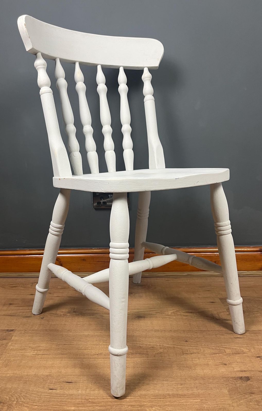 Vintage Painted Shabby Chic Pine Farmhouse Spindle Back Chair photo furniture