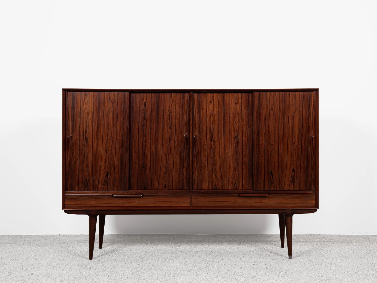 Midcentury Danish Highboard Model 13 In Rosewood By Omann Jun 1960s
