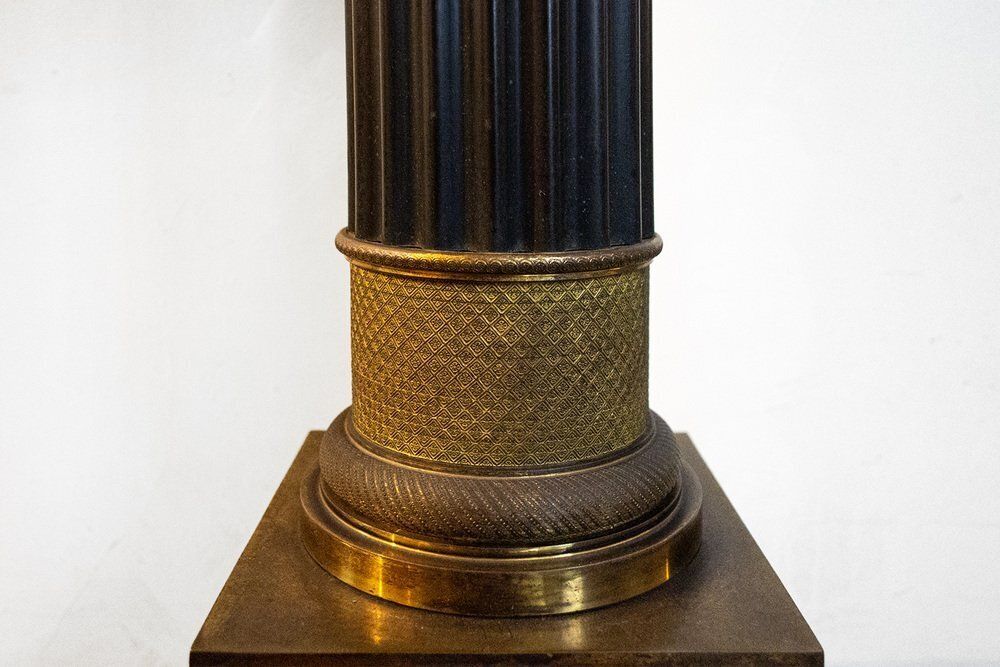 Gilded Bronze Column With Yellow Siena Marble Top, France, 19th Century photo for sale