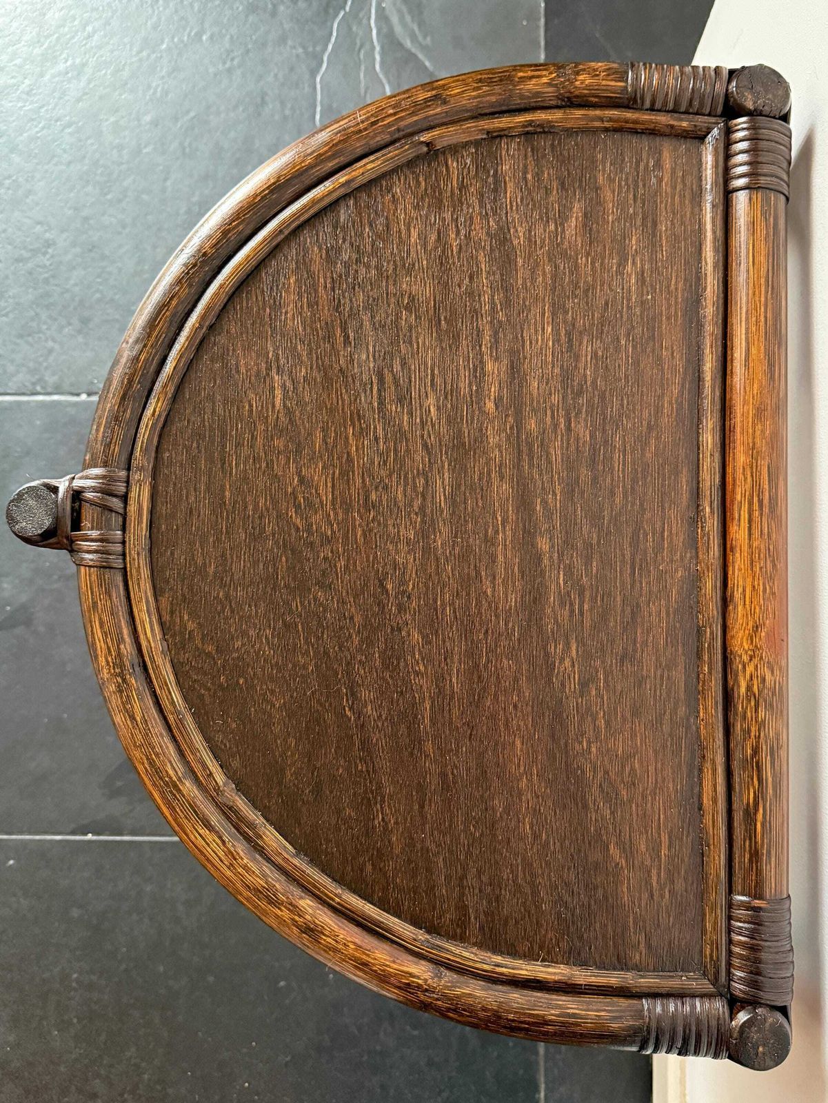 Vintage Rattan And Cane Half Moon Wall Table   Wicker   Excellent Condition   Mid Century Design   Bohemian   Side Table photo 195.0