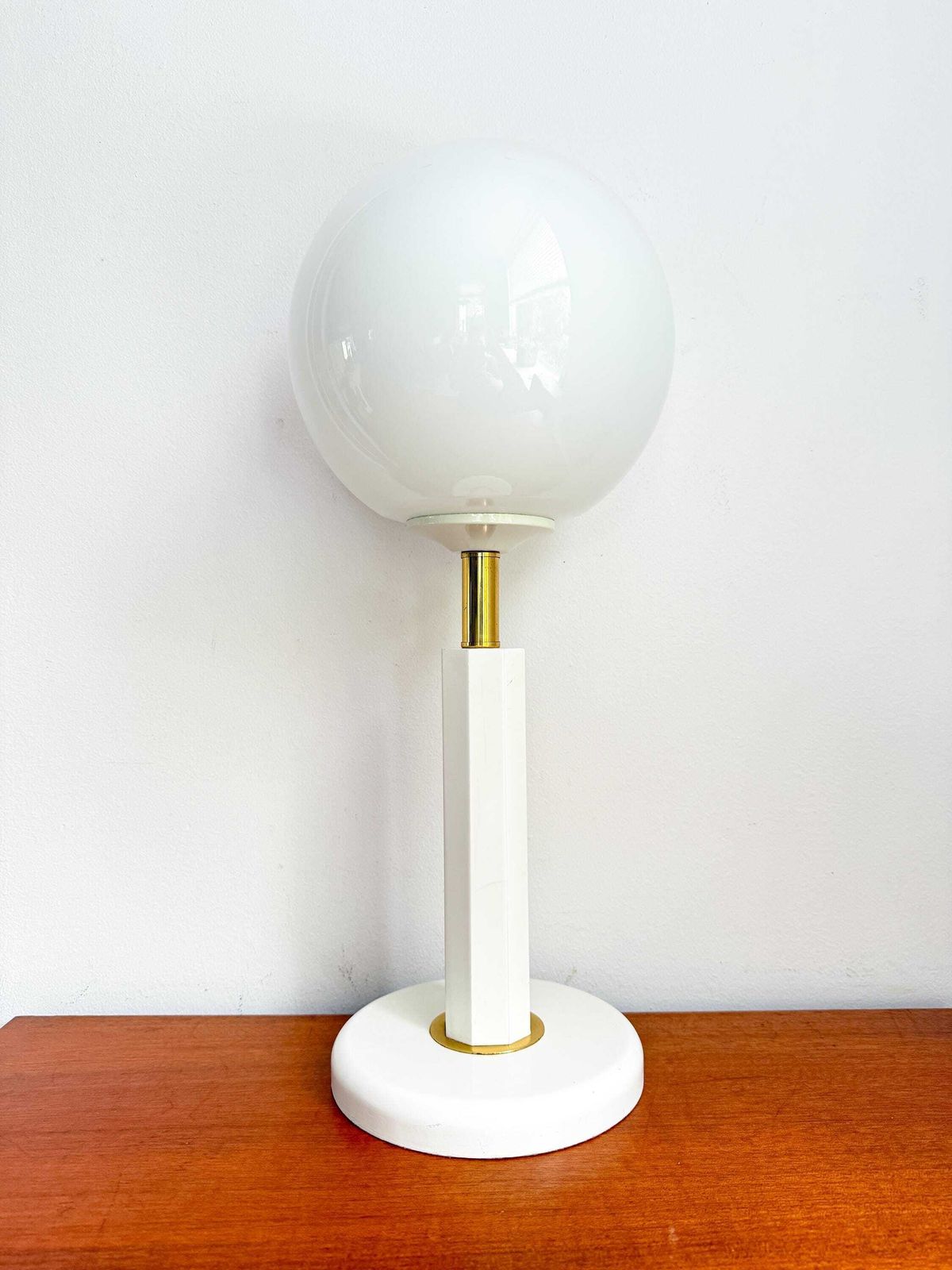 Vintage Bony Design Tafellamp | Hout, Messing, Glas | Dutch Design | Jaren '80 | Mid Century photo furniture